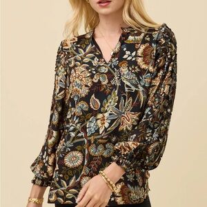 Guerard Estate Wilenna Ruffle Blouse Black - Spartina 449 - Medium - NWT